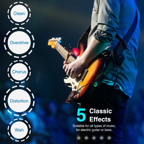 Guitar Headphone Amp for Electric Guitar and Bass with 5 Effects O8183