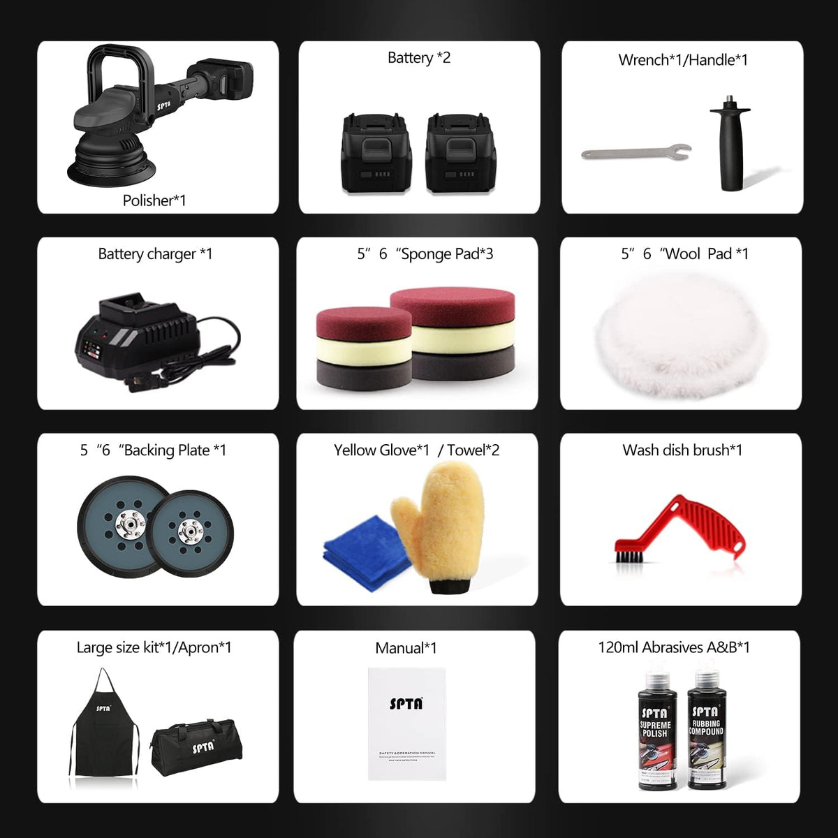 18V Cordless Car Polisher 15mm Orbit 7 Variable Speed U68225
