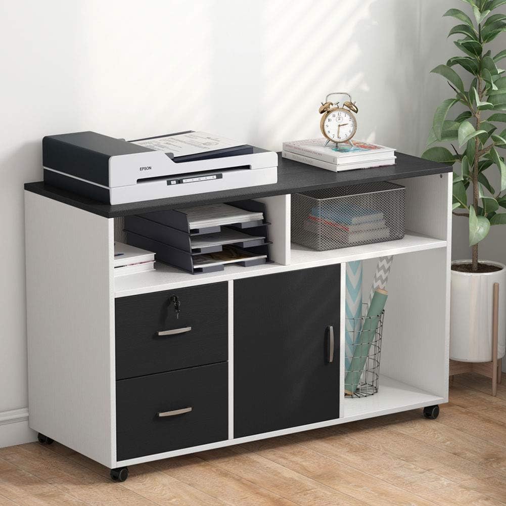 White 2 Drawer Wood File Cabinet with Wheels Z45262