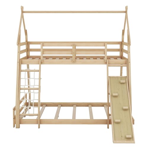 Gray Wooden Loft Bed with Removable Storage Shelves E9001