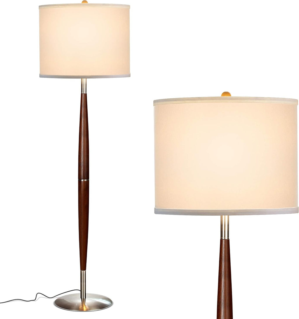 Mid Century Modern Floor Lamp with Drum Shade & Wood Finish T36669