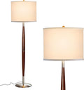 Mid Century Modern Floor Lamp with Drum Shade & Wood Finish T36669