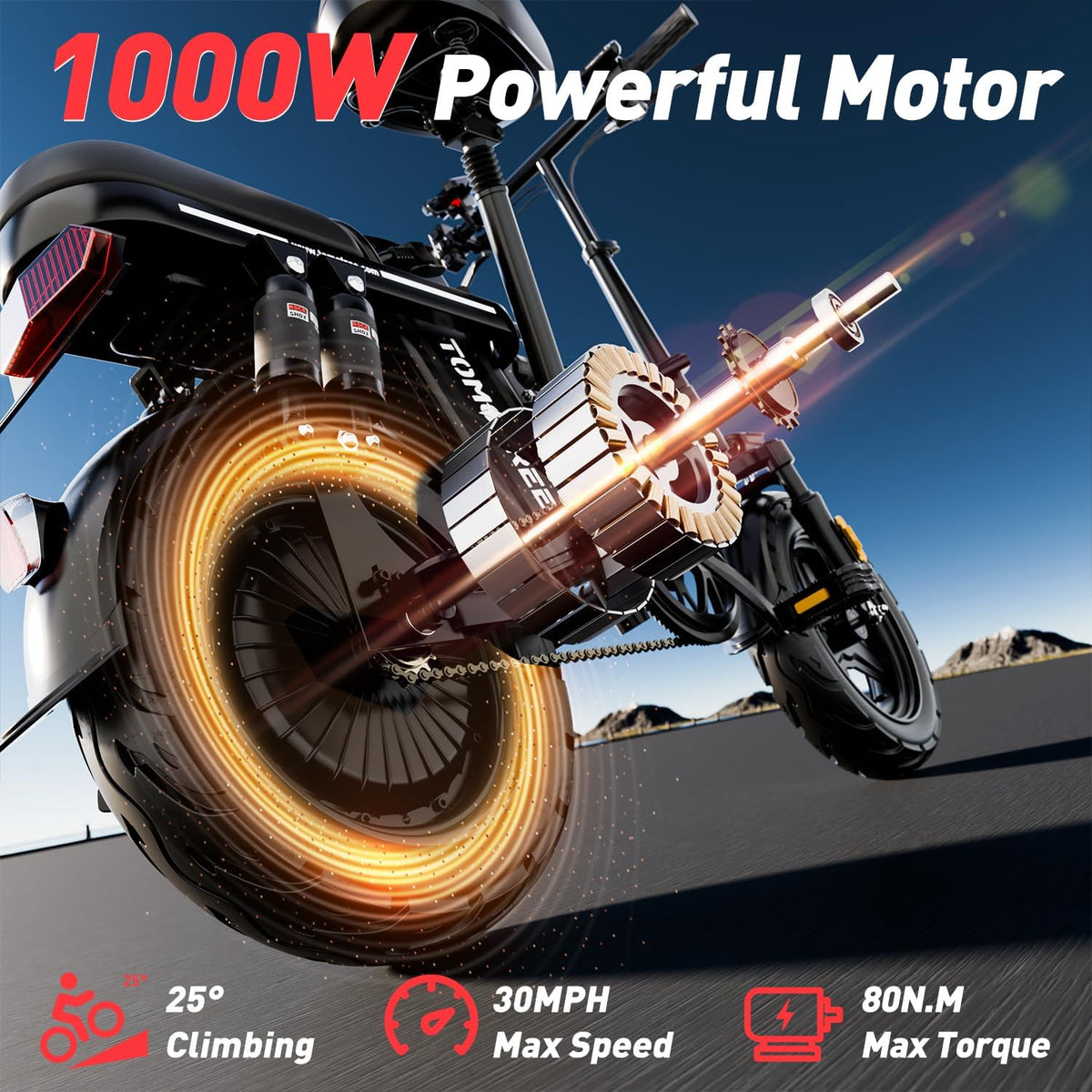 14" Folding Electric Commuting Bike with 1000W Brushless Motor, 48V 20Ah Removable Battery G647365