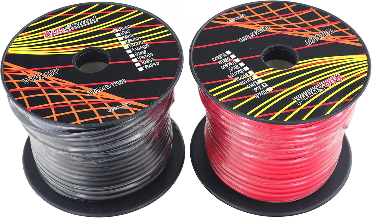 10 Gauge Stranded Copper Clad Aluminum Primary Wire Combo 100 feet Roll N75557