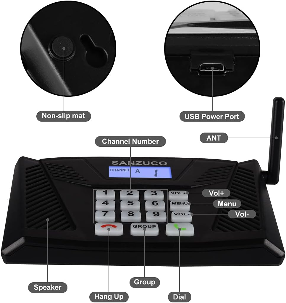 Wireless Hand Free Two Way Intercom System 18 Channels Pack 2 J8381