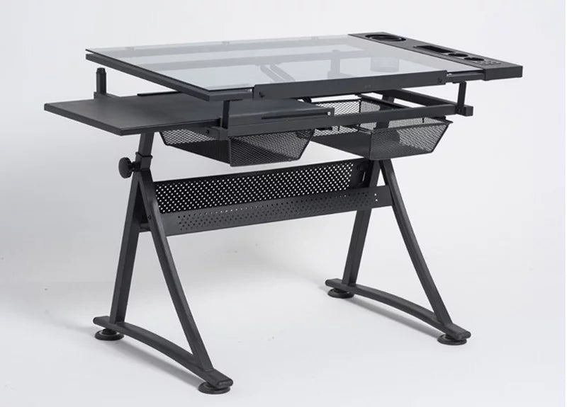 Adjustable Drafting Table Glass Desk Tracing Drawing Work Station N5154