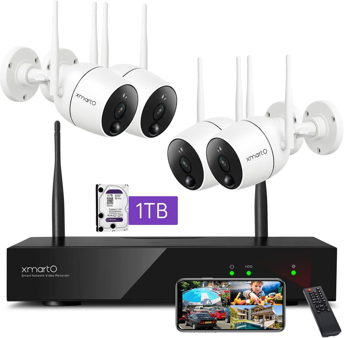 2K HD Wireless Security Camera System with Color Night Vision R50681