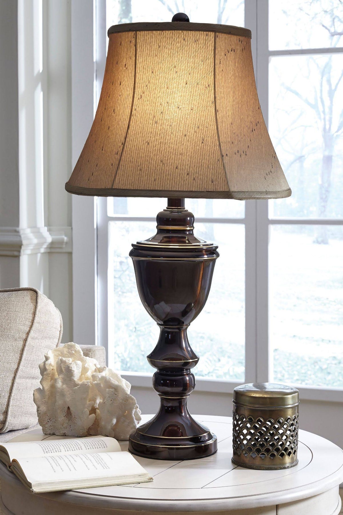 Rubbed Bronze Metal Table Lamp Set of 2 V39013