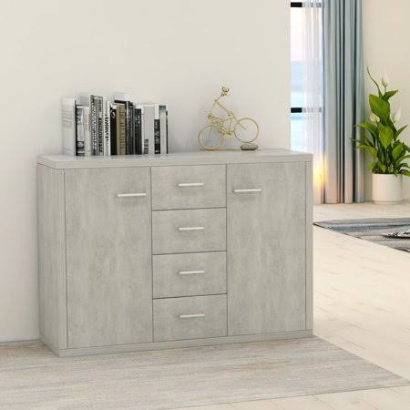 Light Gray Storage Cabinet with Two Doors and Four Draws U56266