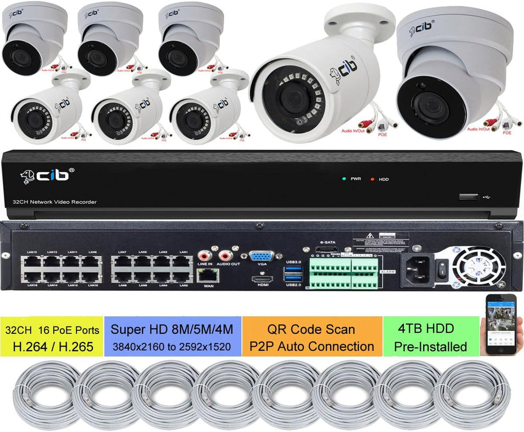 32CH NVR 8MP 5MP 4MP H.265 HDMI 4K Output with 4TB HDD E362684