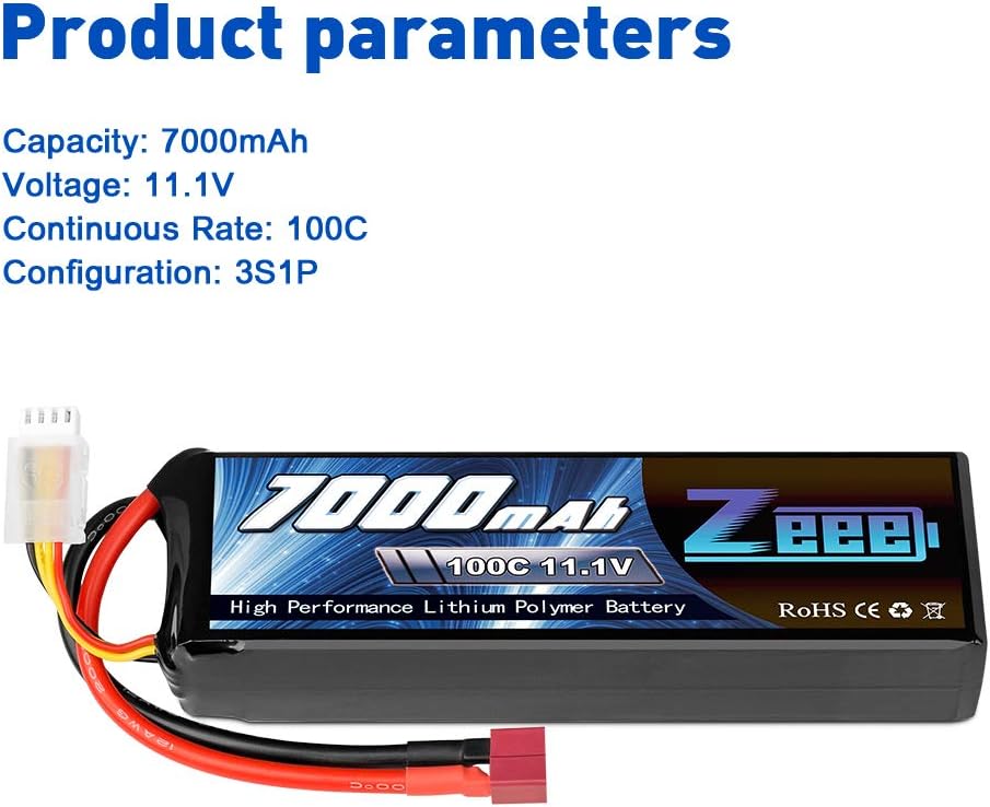 11.1V 3S Lipo Battery 100C 7000mAh Deans Connector Soft Case I919