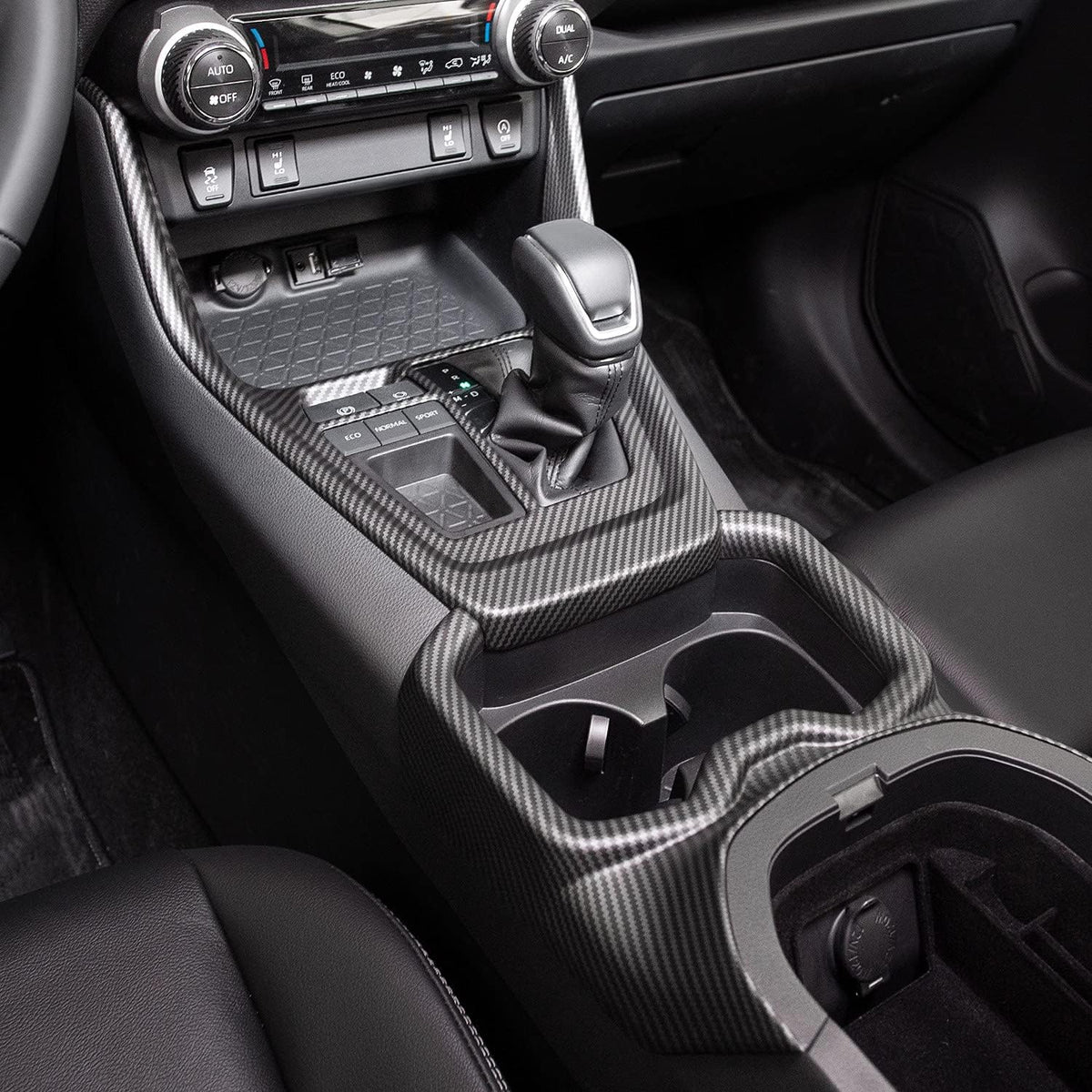 Carbon Fiber Gear Shift Box Panel Trim Cup Holder Cover D9990