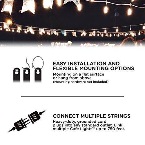 Vintage Color-Changing LED Cafe Lights 12 Bulbs 24 ft. White Cord B83740