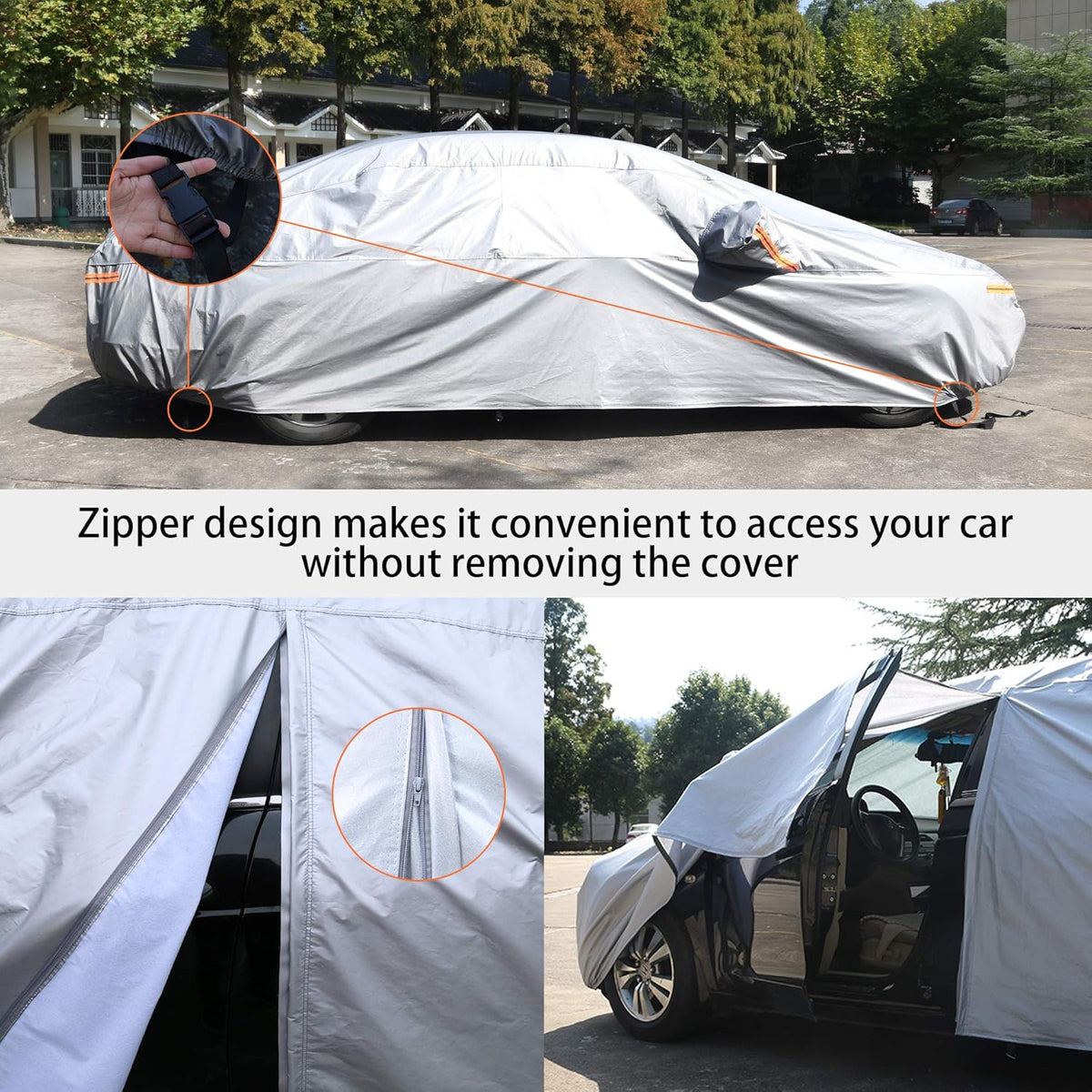 Waterproof All Weather Car Cover with Zipper I254769