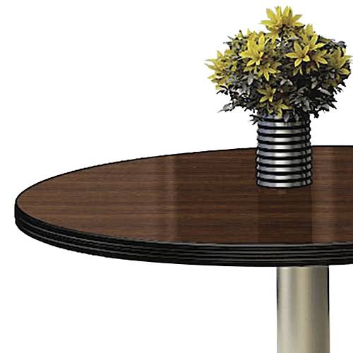 Round Barista Cafe Height Table Black Laminate Top Silver Base X6576