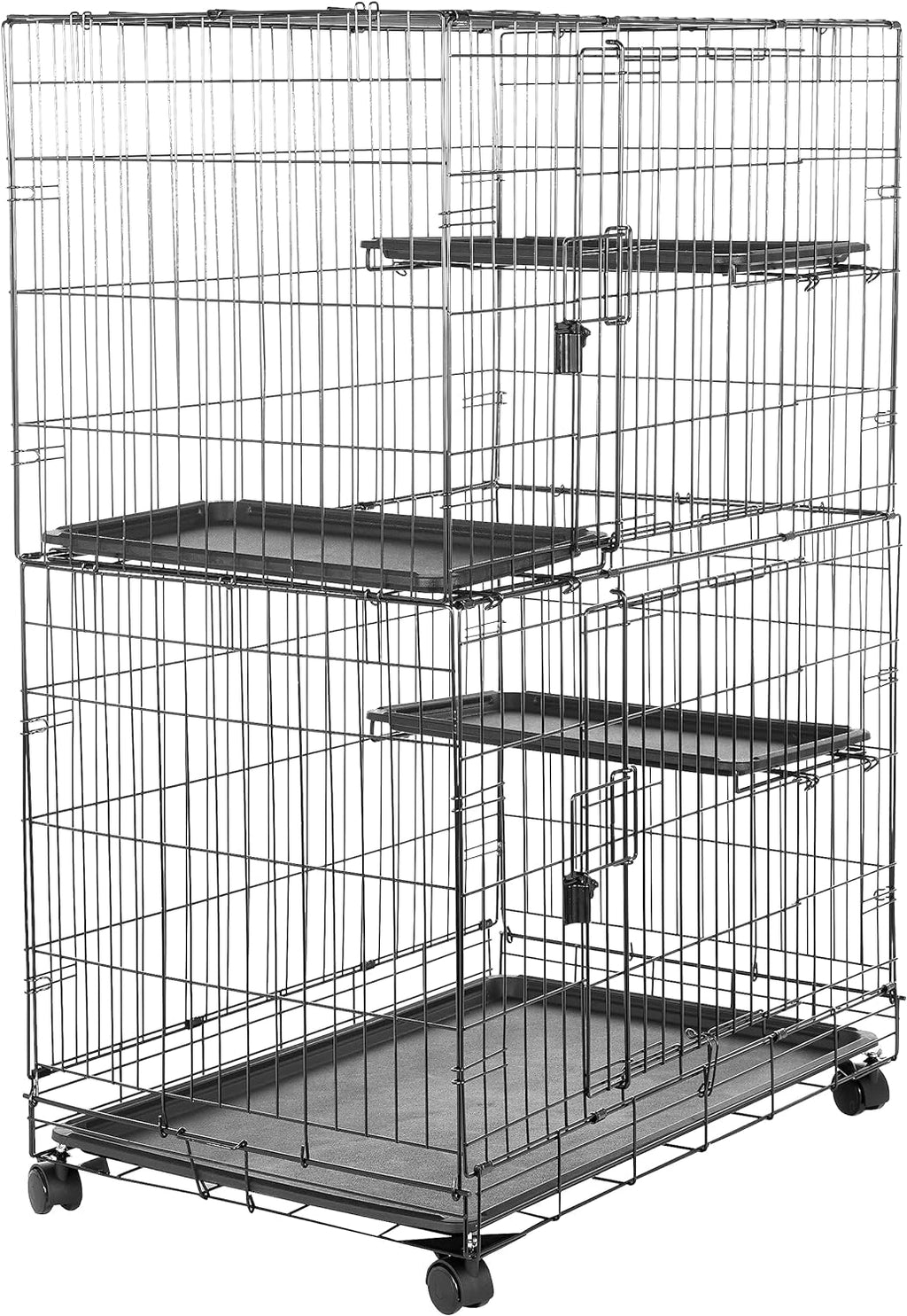 Large 3-Tier Cat Playpen Cage Crate Kennel, Black D135935