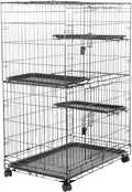 Large 3-Tier Cat Playpen Cage Crate Kennel, Black D135935