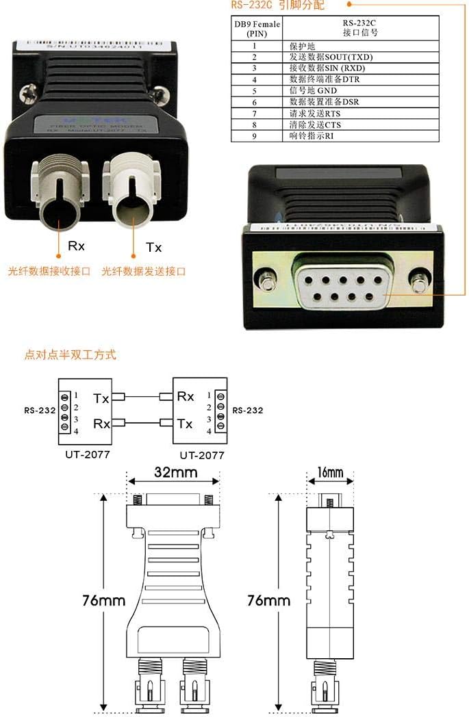 Self-Powered RS-232 to Optical Fiber T768