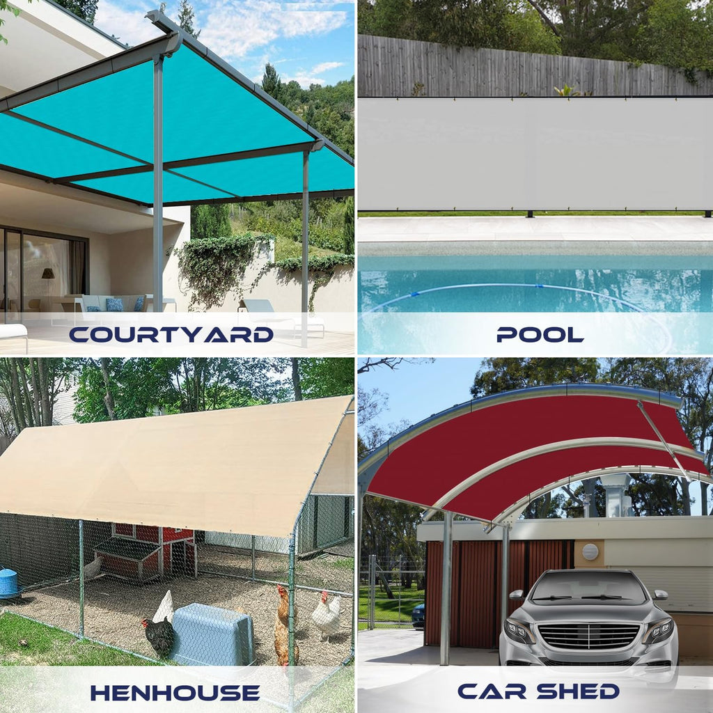 Beige Waterproof Sun Shade Sail Straight Edge Outdoor Canopy Cover X47538