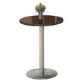 Round Barista Cafe Height Table Black Laminate Top Silver Base X6576
