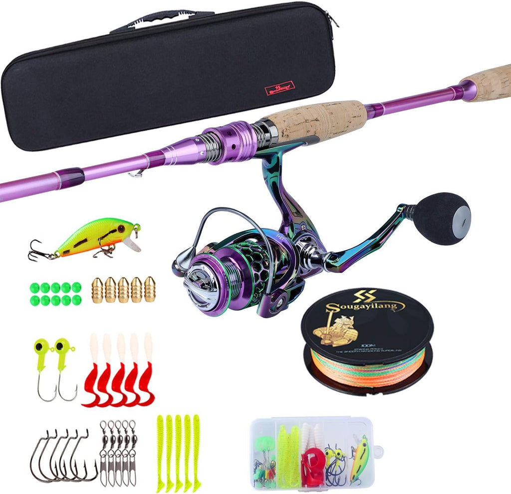 Carbon Fiber 4 Piece Spinning Fishing Rod Reel Combo A8099