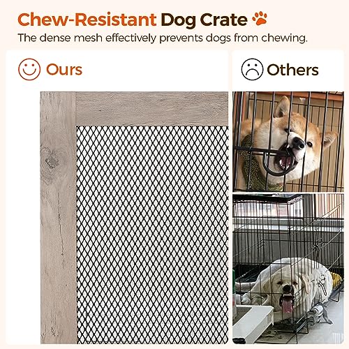 Greige and Black Wooden Dog Crate Furniture L7157