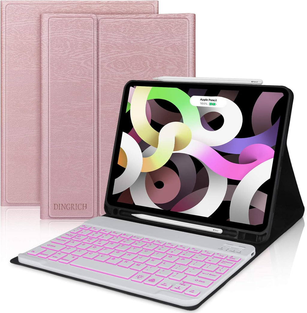 iPad Air 5th Generation Case with Keyboard 10.9 inch Backlit Rotating F2093