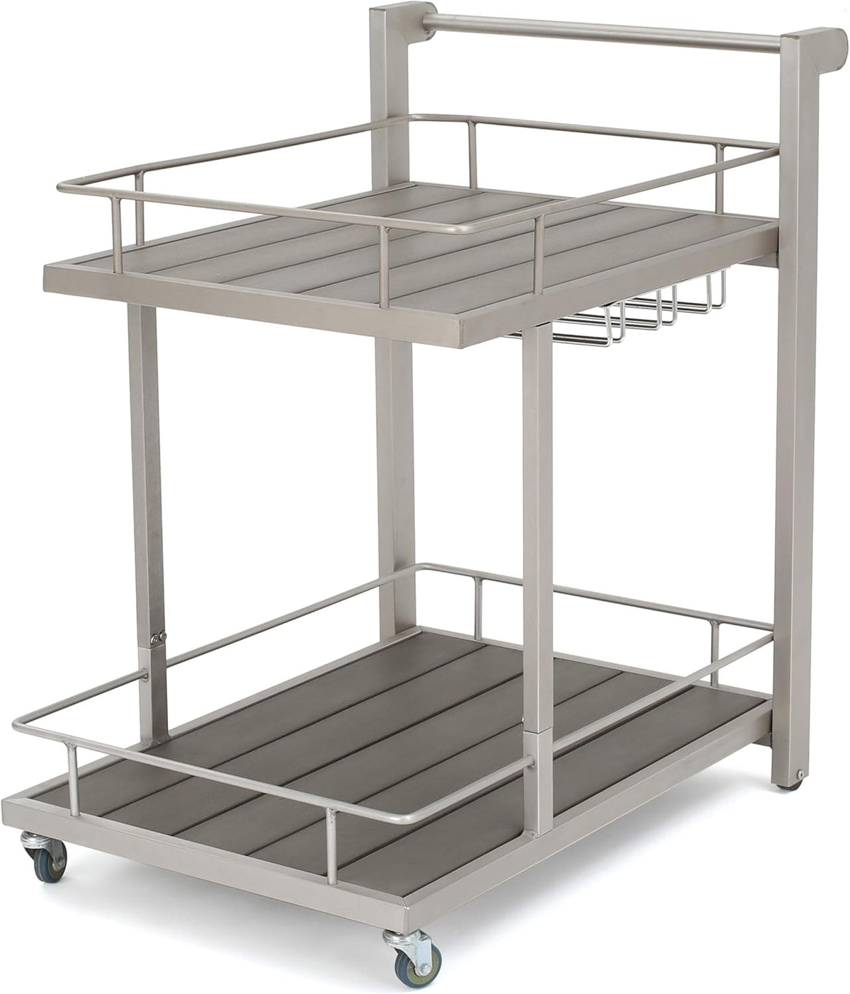 Outdoor Aluminum Bar Cart with Wood Top A600309
