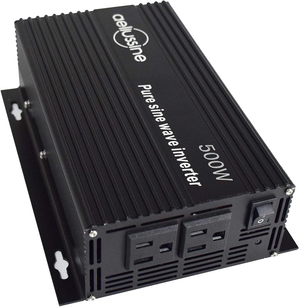 500 Watt Pure Sine Wave Inverter 12v to 110v 120v with 2 US Socket M8505