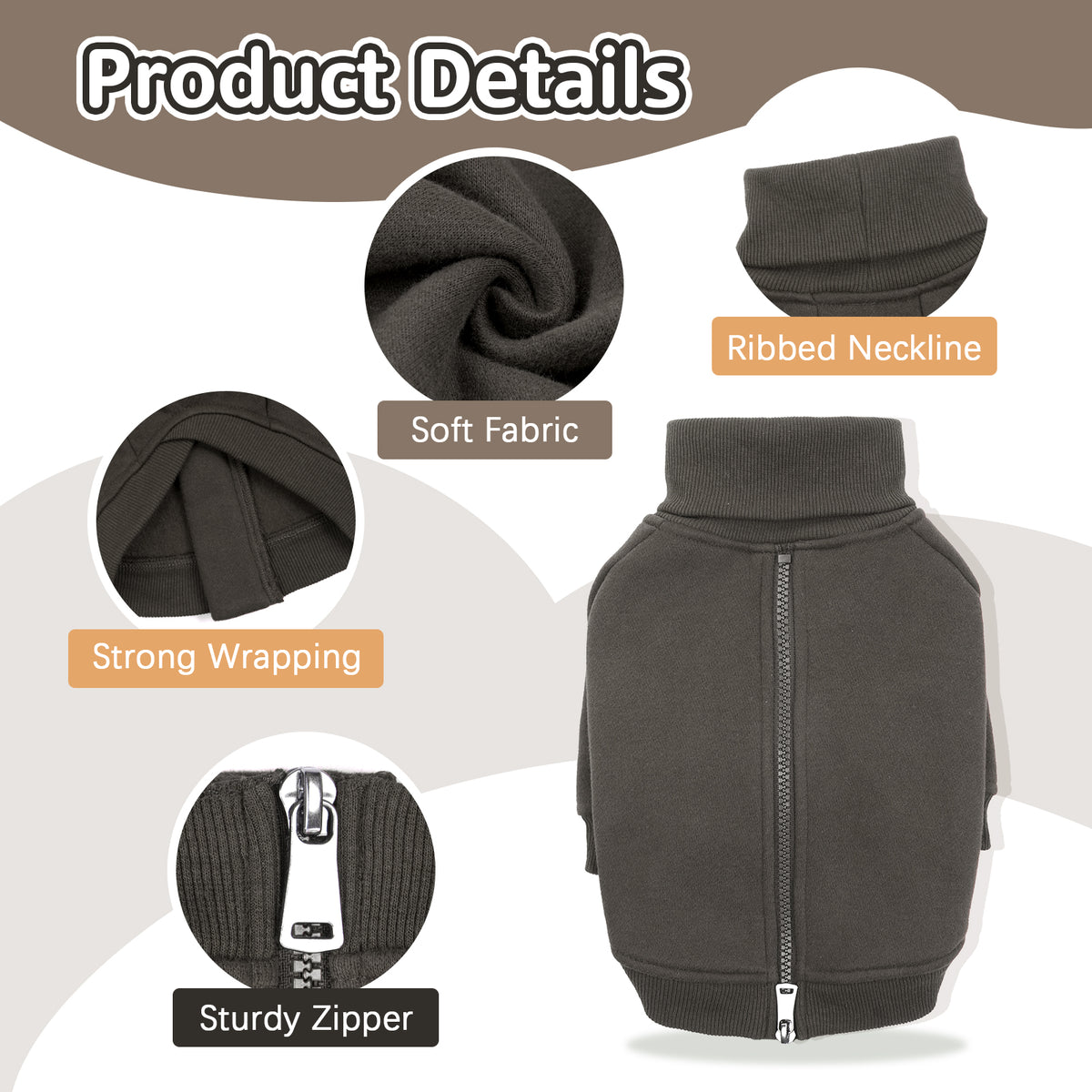Dog Sweatshirt with Back Zipper Q18792