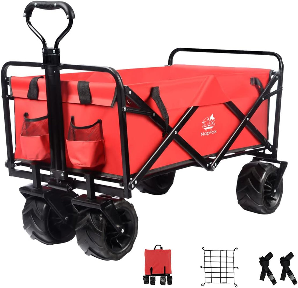 Collapsible Heavy Duty Beach Wagon Cart with Universal Wheels Adjustable Handle S57305