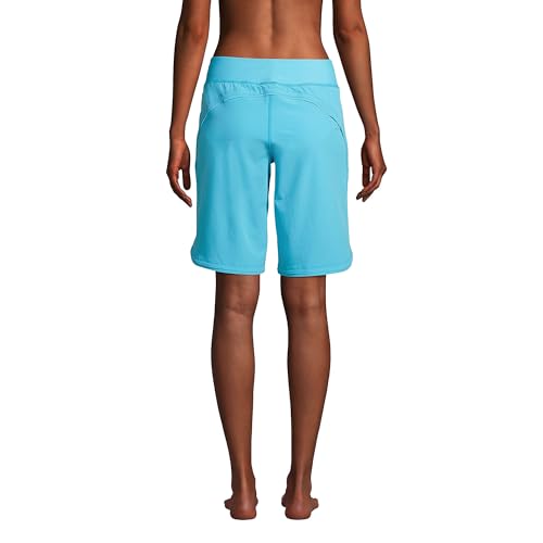 Women's 11" Quick Dry Elastic Waist Board Shorts Swim Cover-up Shorts with Panty V38456