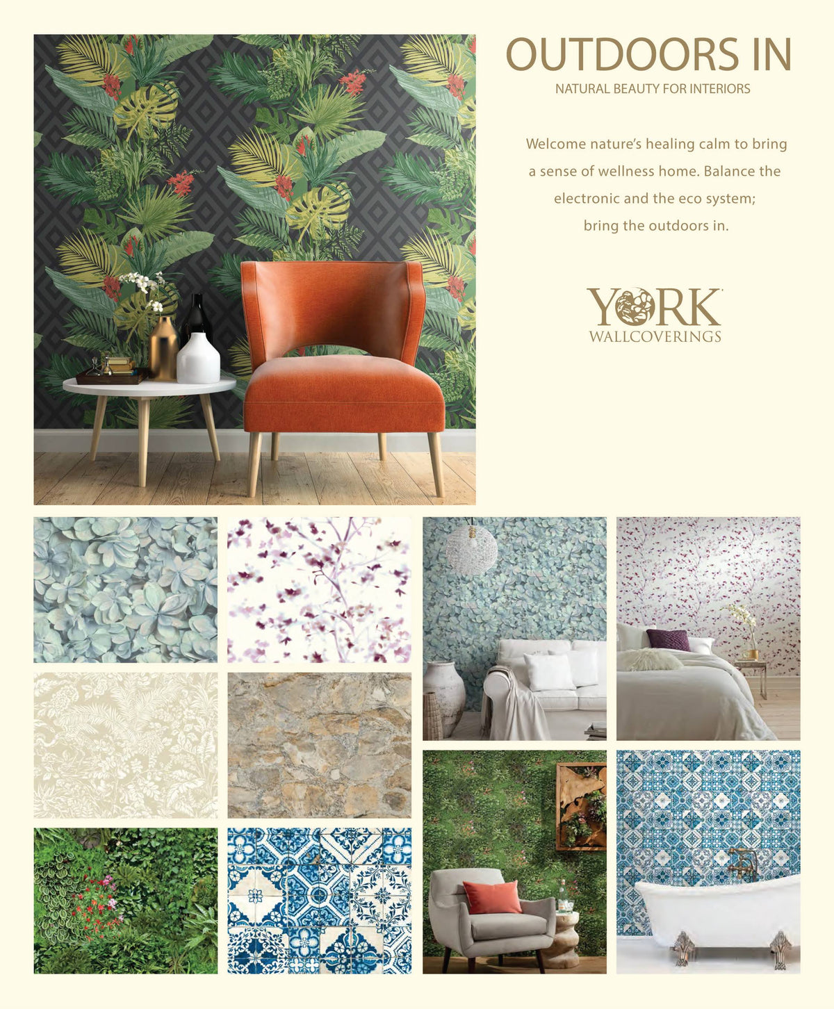 Beige Botanical Wallpaper M5312