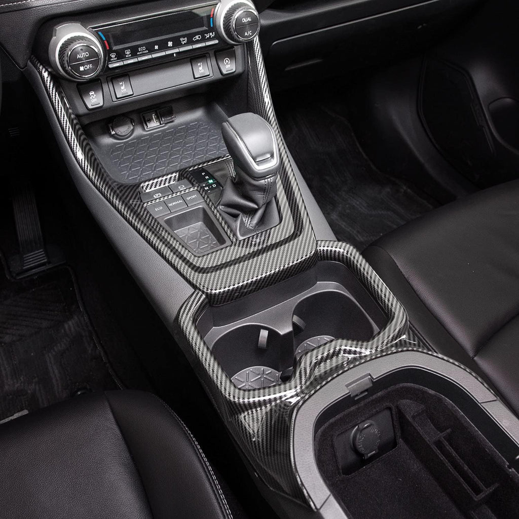 Carbon Fiber Gear Shift Box Panel Trim Cup Holder Cover D9990