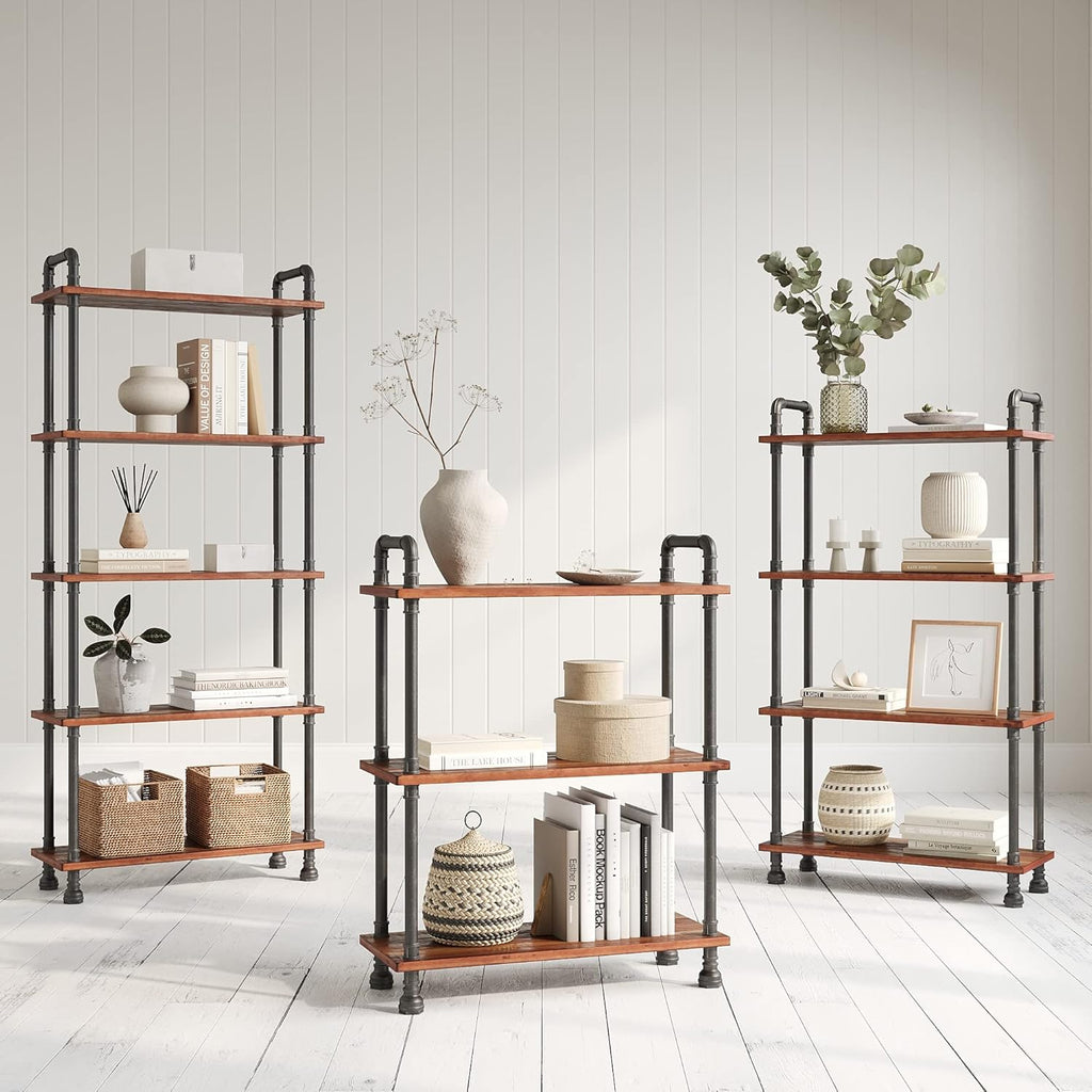5-Tier Pine and Metal Etagere Bookcase U3891