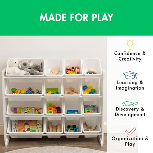 16 Removable Bins Grey White Toy Storage Organizer H190043