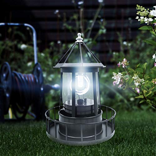 Black LED Solar Rotating Lighthouse Lantern K1071