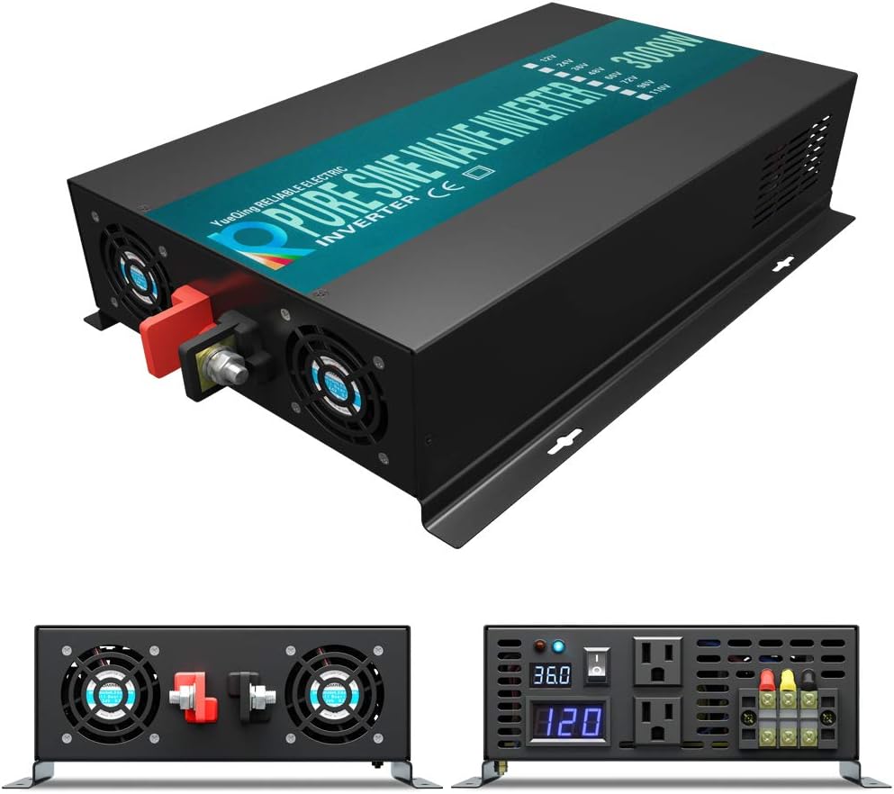 3000 Watt Continuous 6000 Watt Peak 36v Pure Sine Wave Power Inverter with 2 AC Outlets H31949