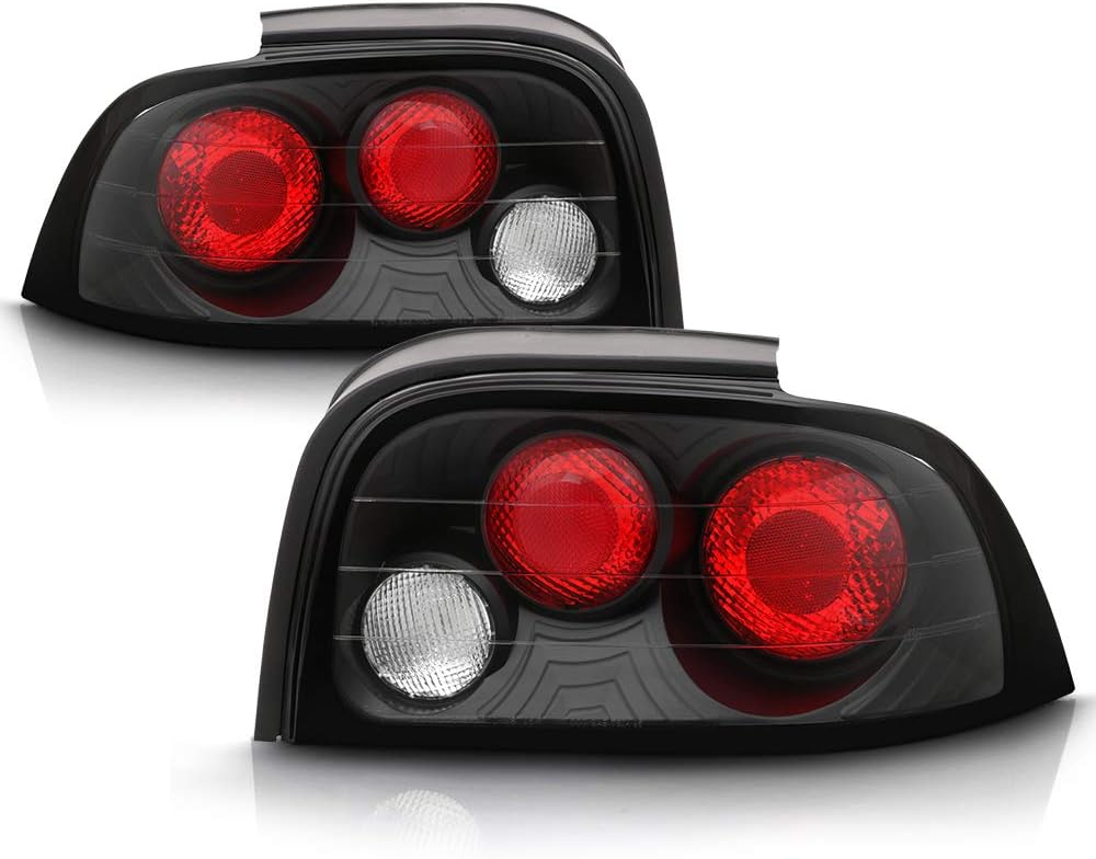Black Housing Rear Tail Lights Pair Set P136