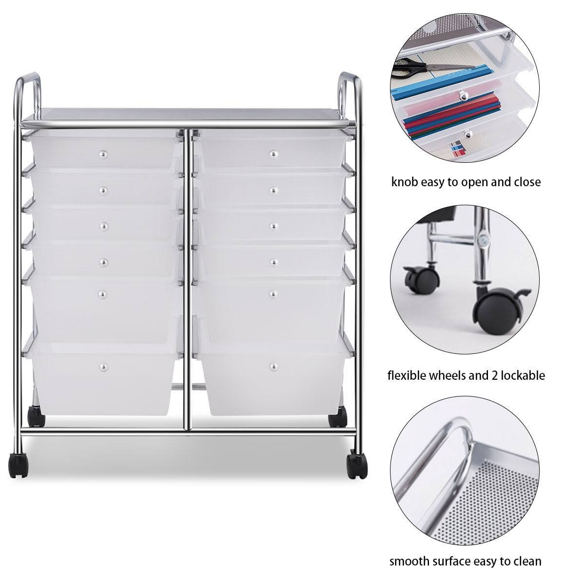 12 Storage Drawer Organizer Rolling Cart F9692