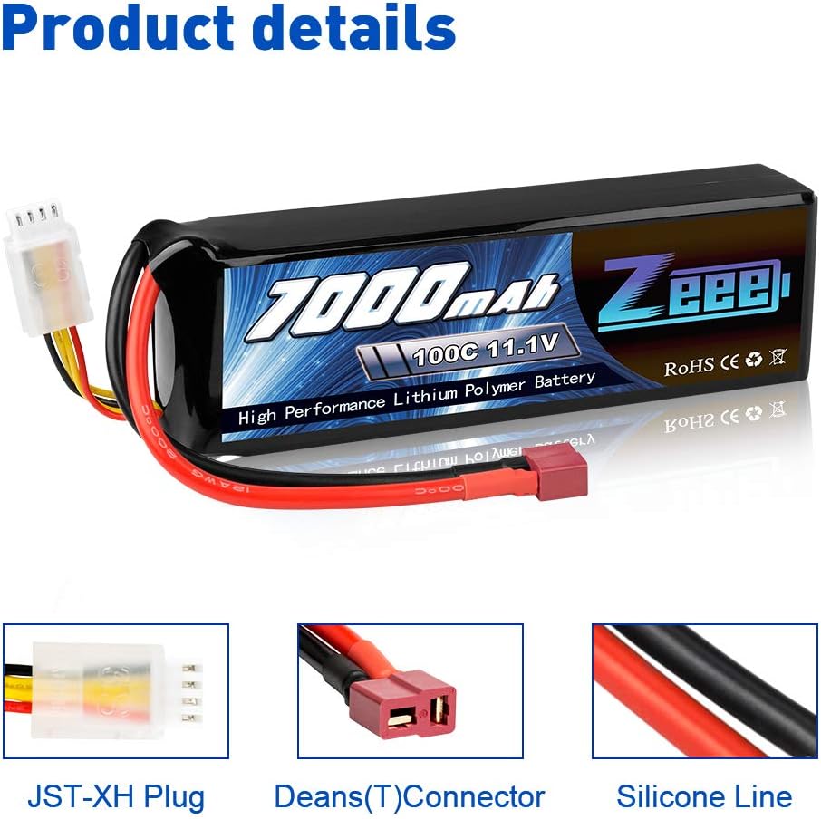 11.1V 3S Lipo Battery 100C 7000mAh Deans Connector Soft Case I919