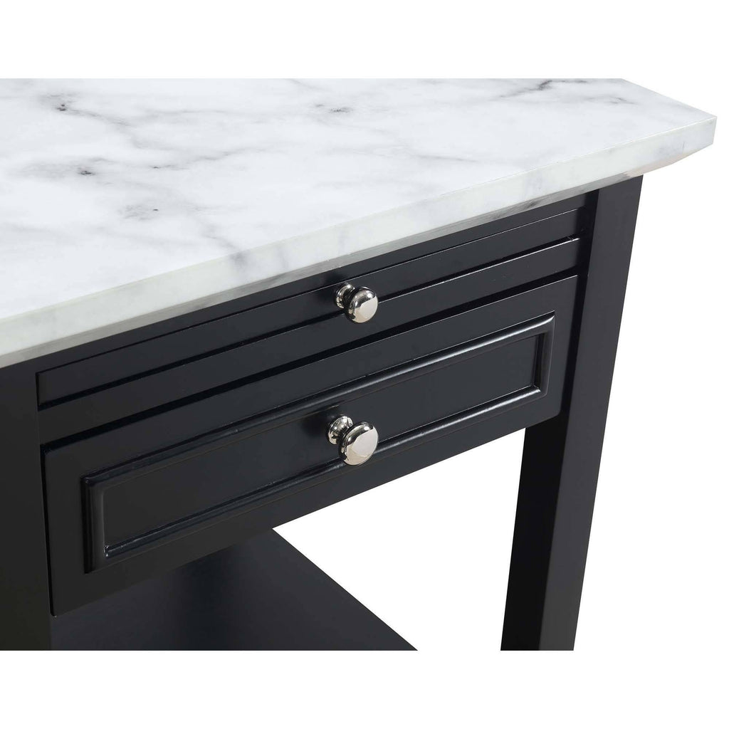 White Faux Marble End Table with Drawer L971