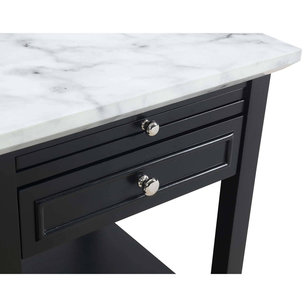 White Faux Marble End Table with Drawer L971