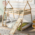 Gray Wooden Loft Bed with Removable Storage Shelves E9001