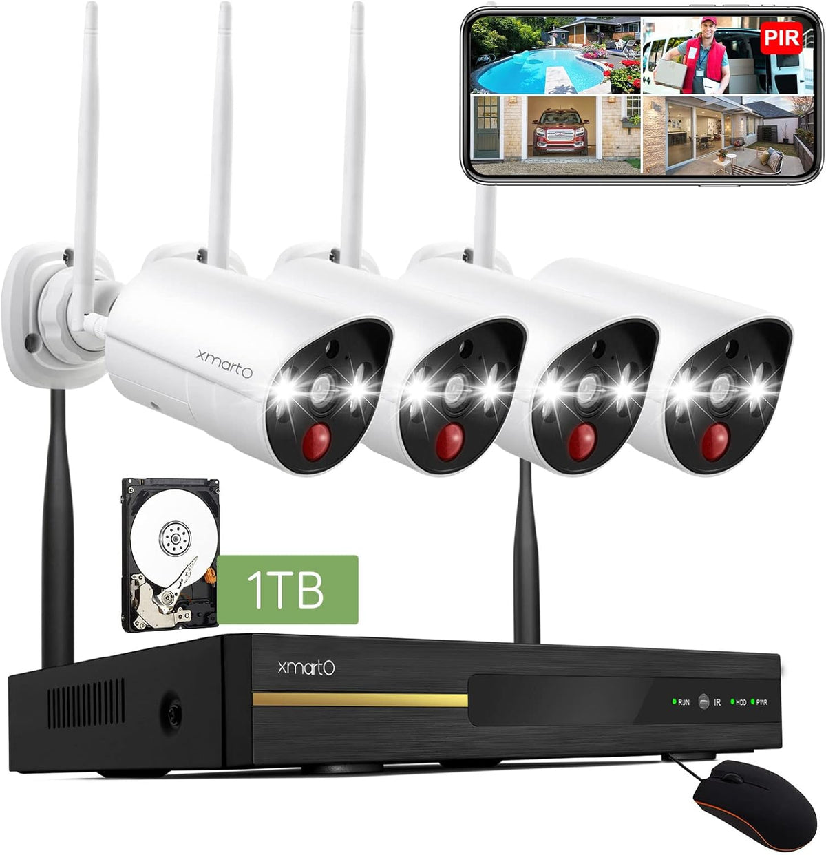 2K HD Wireless Security Camera System with Color Night Vision R50681