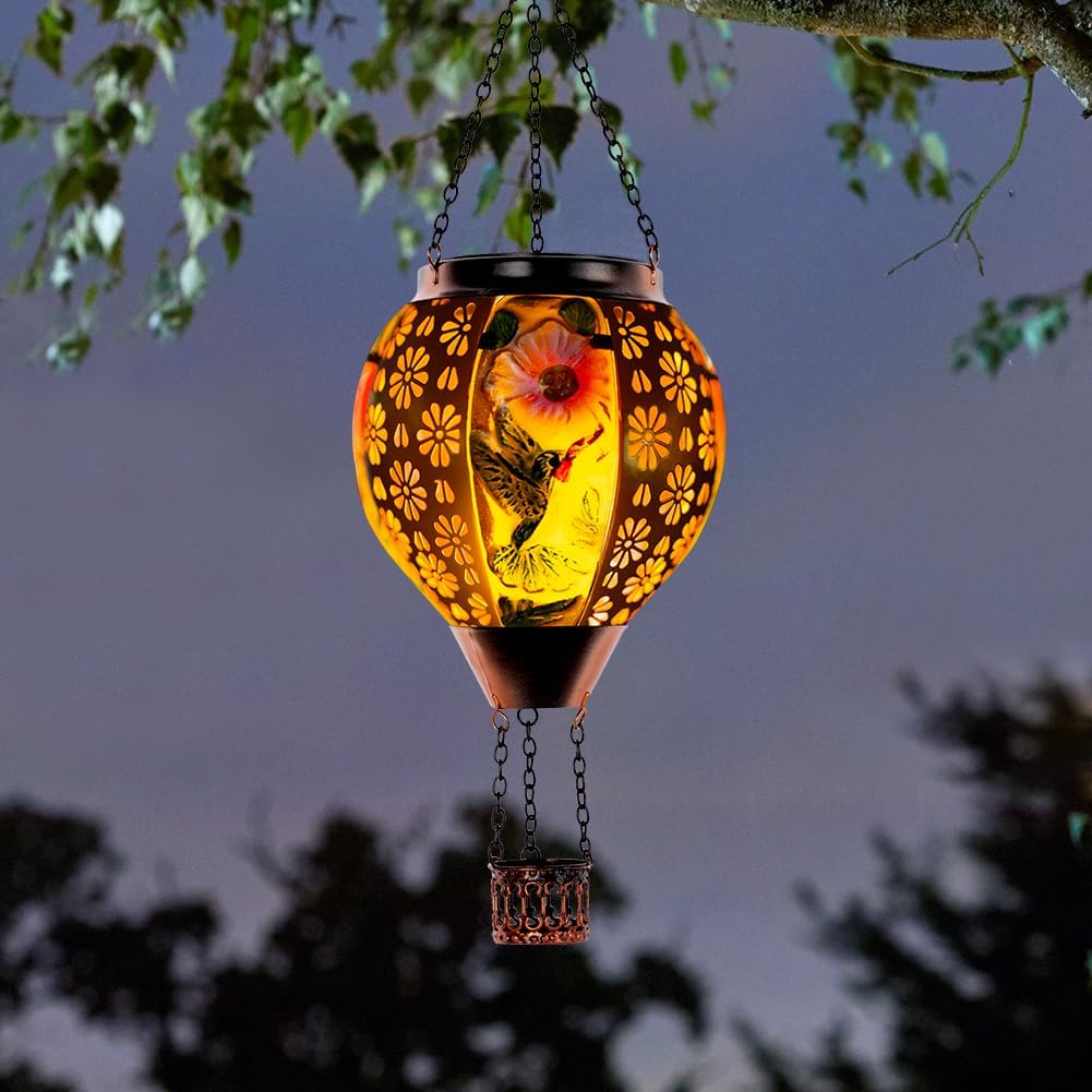 Metal & Glass Solar Lantern with Candle Holder U940