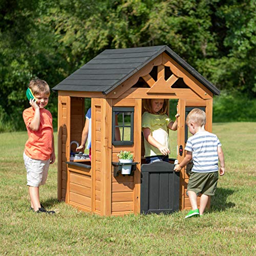 Cedar Wooden Kids Playhouse with Play Kitchen L28345