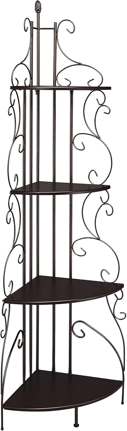 4-Shelf Corner Bookcase Cappuccino and Copper B4999