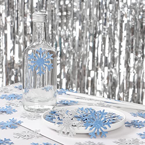 100pcs Glitter Paper Silver Blue Table Confetti O7894