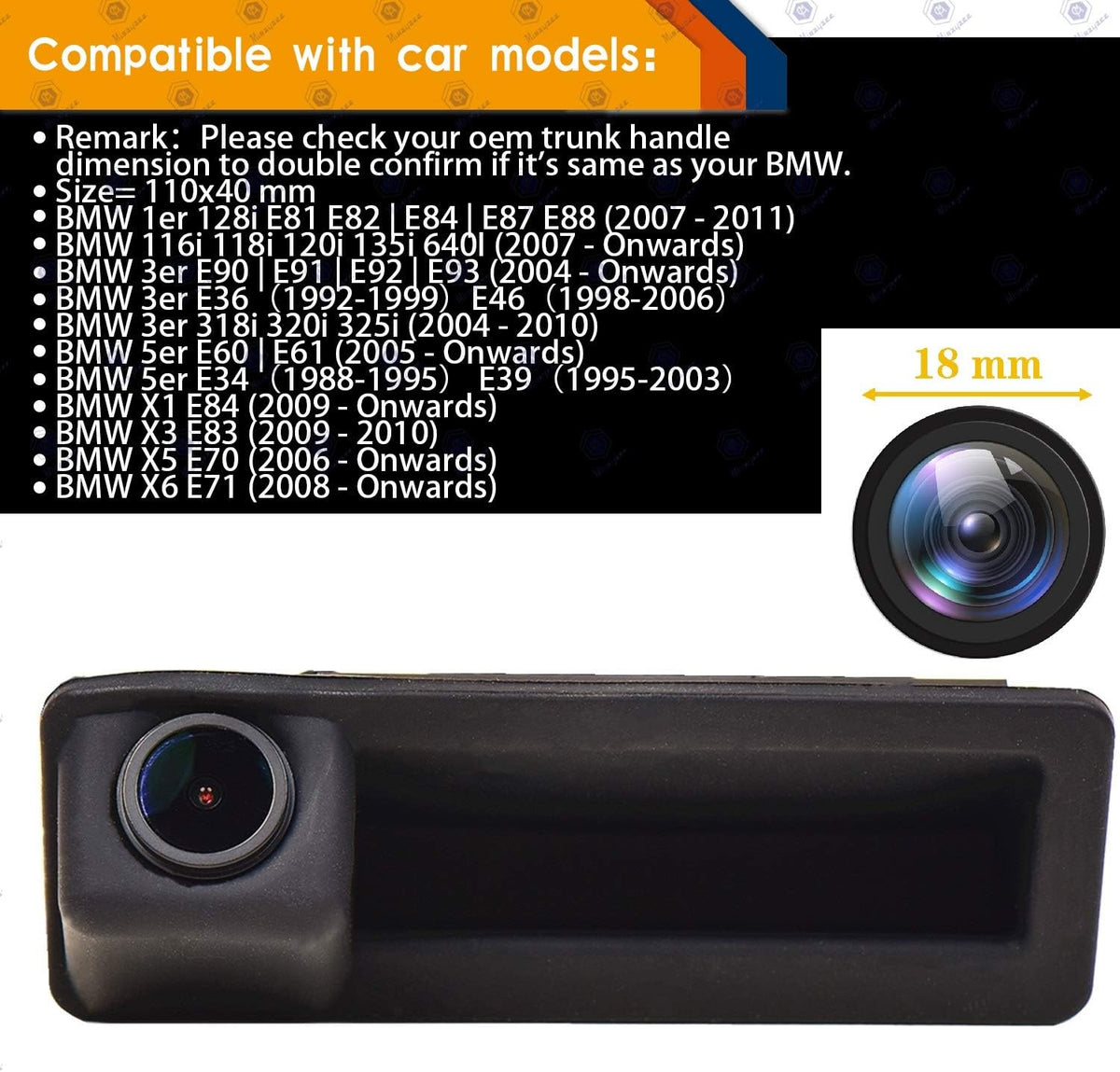 1280x720p Reversing Camera Integrated in Trunk Handle Rear View Backup Camera U401